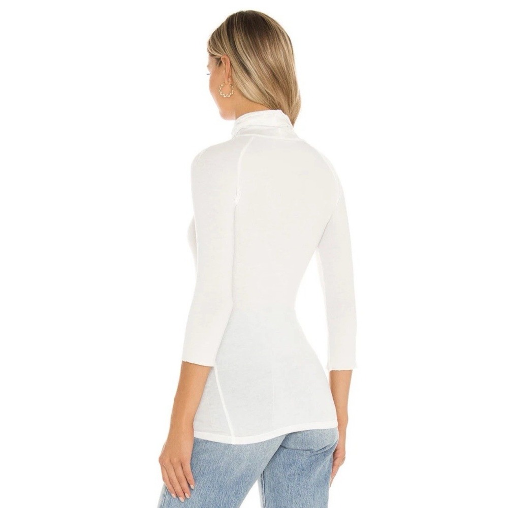 Free People Women Sze Small Modern Turtleneck Shirt Optic White 3/4 Basic Layer - Picture 3 of 13